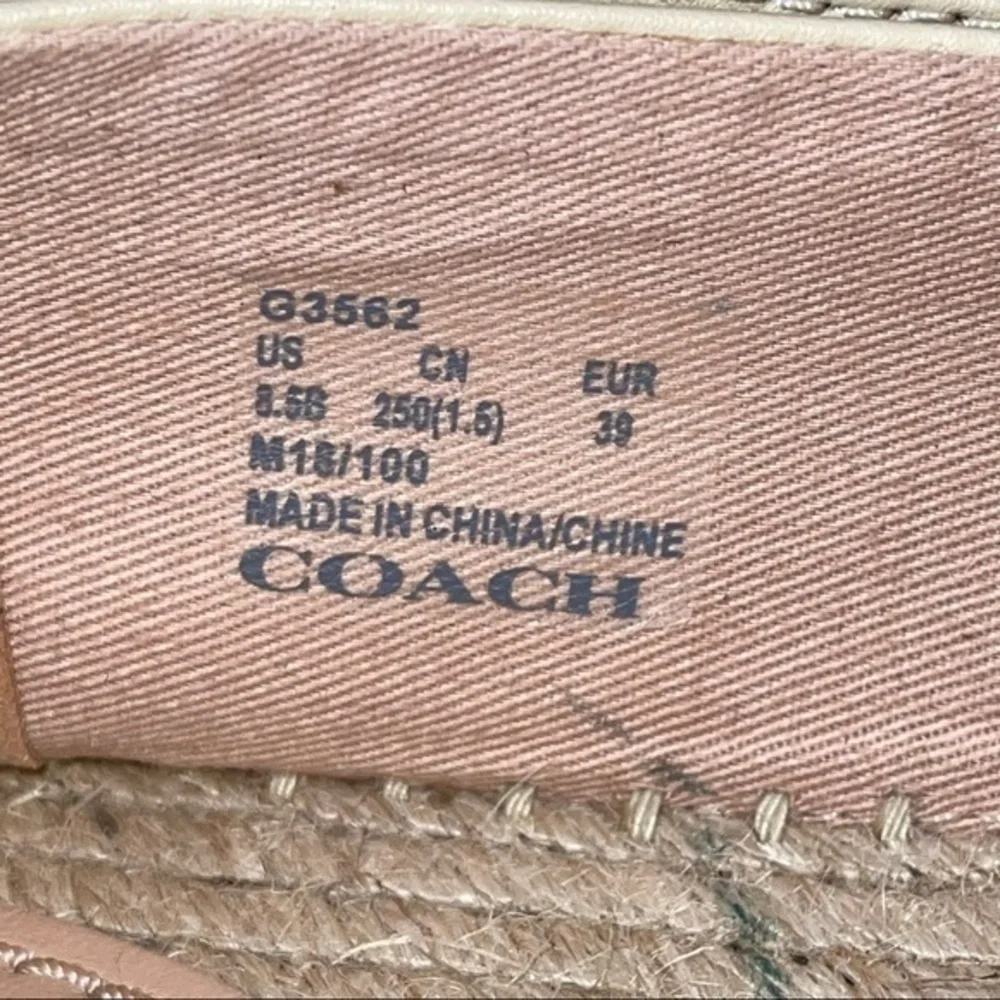Coach Casey Espadrille beige ivory slide size 9